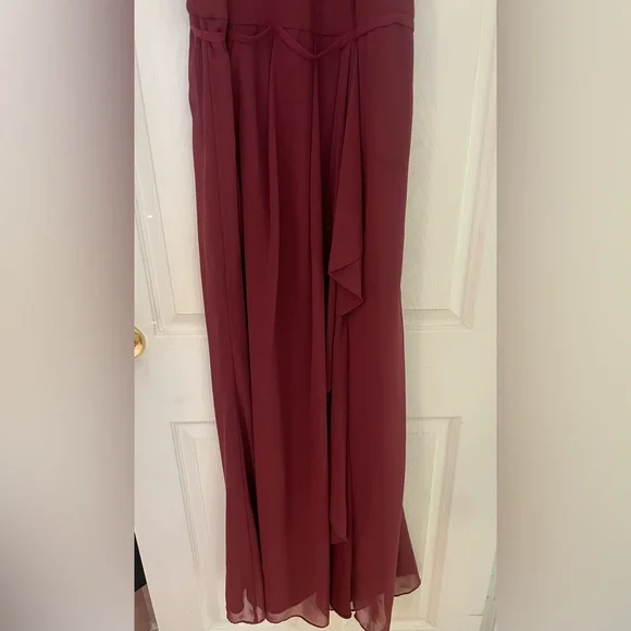 David's Bridal Burgundy Halter Wedding Dress - Picture 5 of 7
